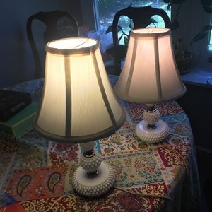 Pair of vintage hobnail lamps